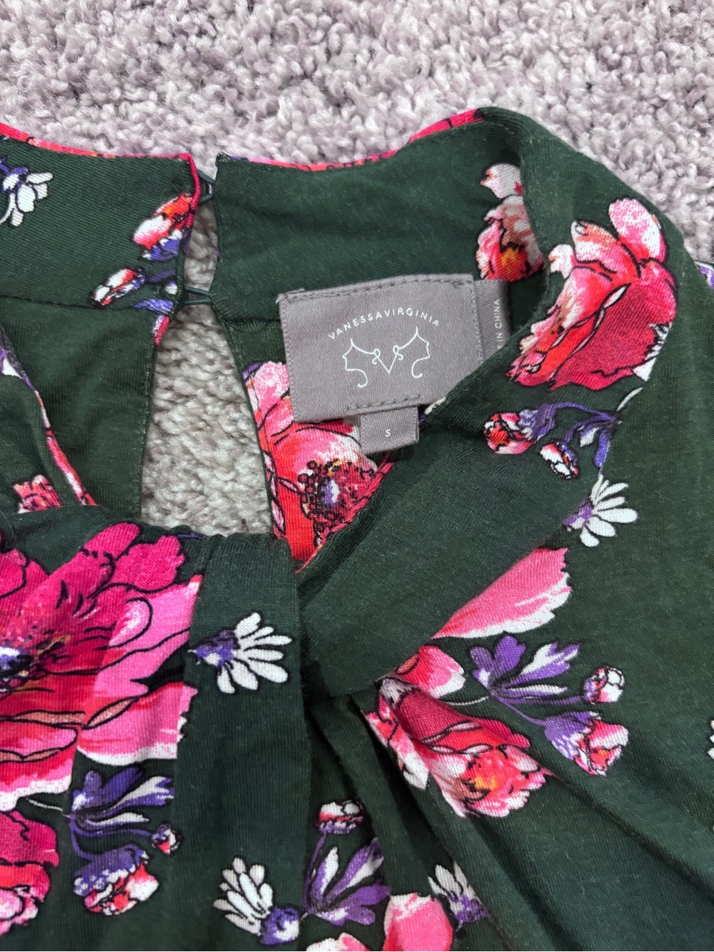 Vanessa Virginia Floral Tie-Neck Halter Camisole in Dark Green - Picture 3 of 6